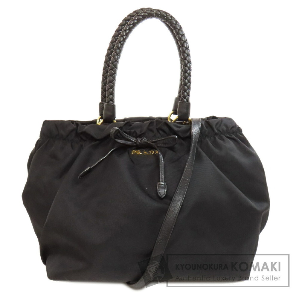 Prada Tessuto Bow Bag black braided leather handles